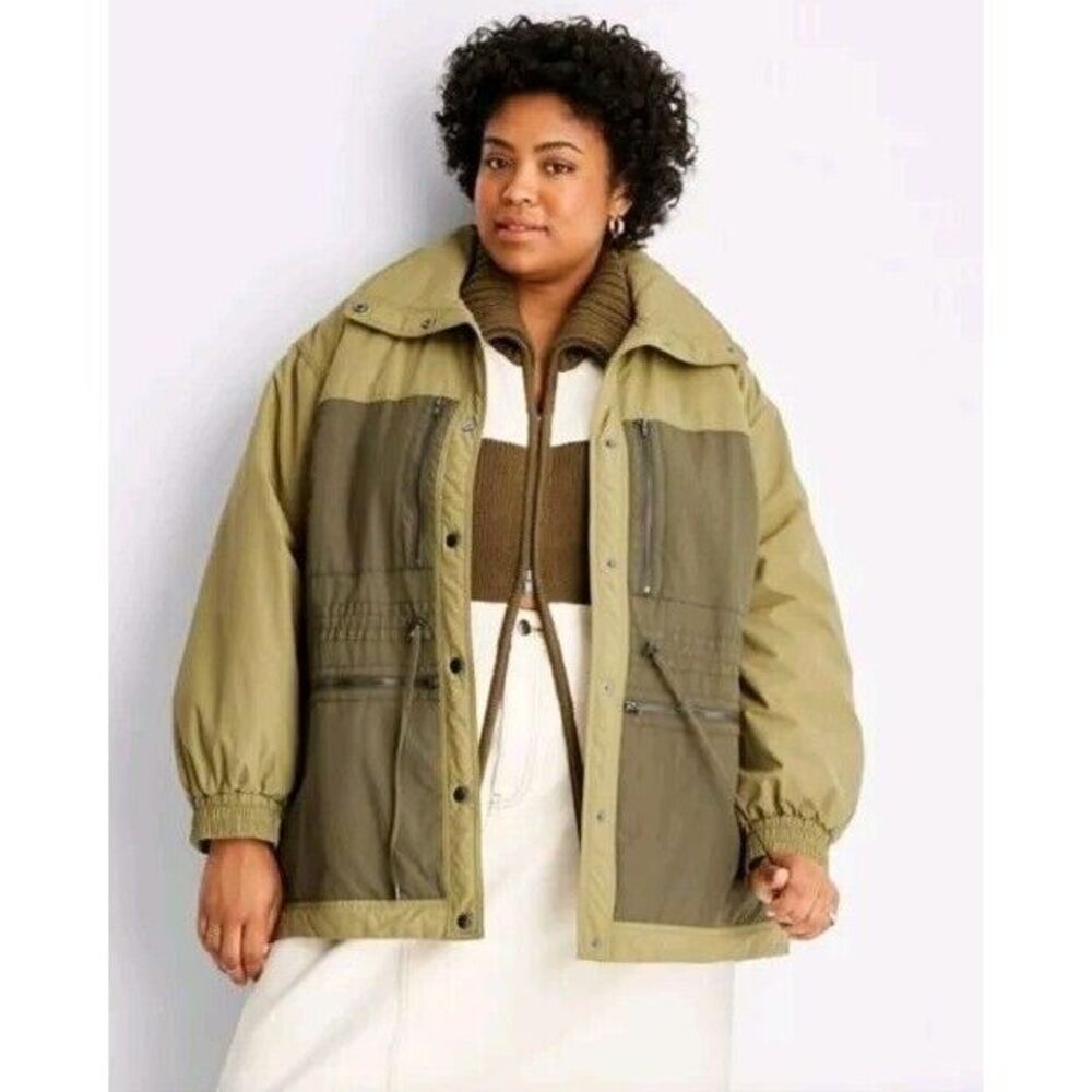 Future Collective by Reese Blutstein Two Tone Green Quilt Lined Jacket 1X NWT‎